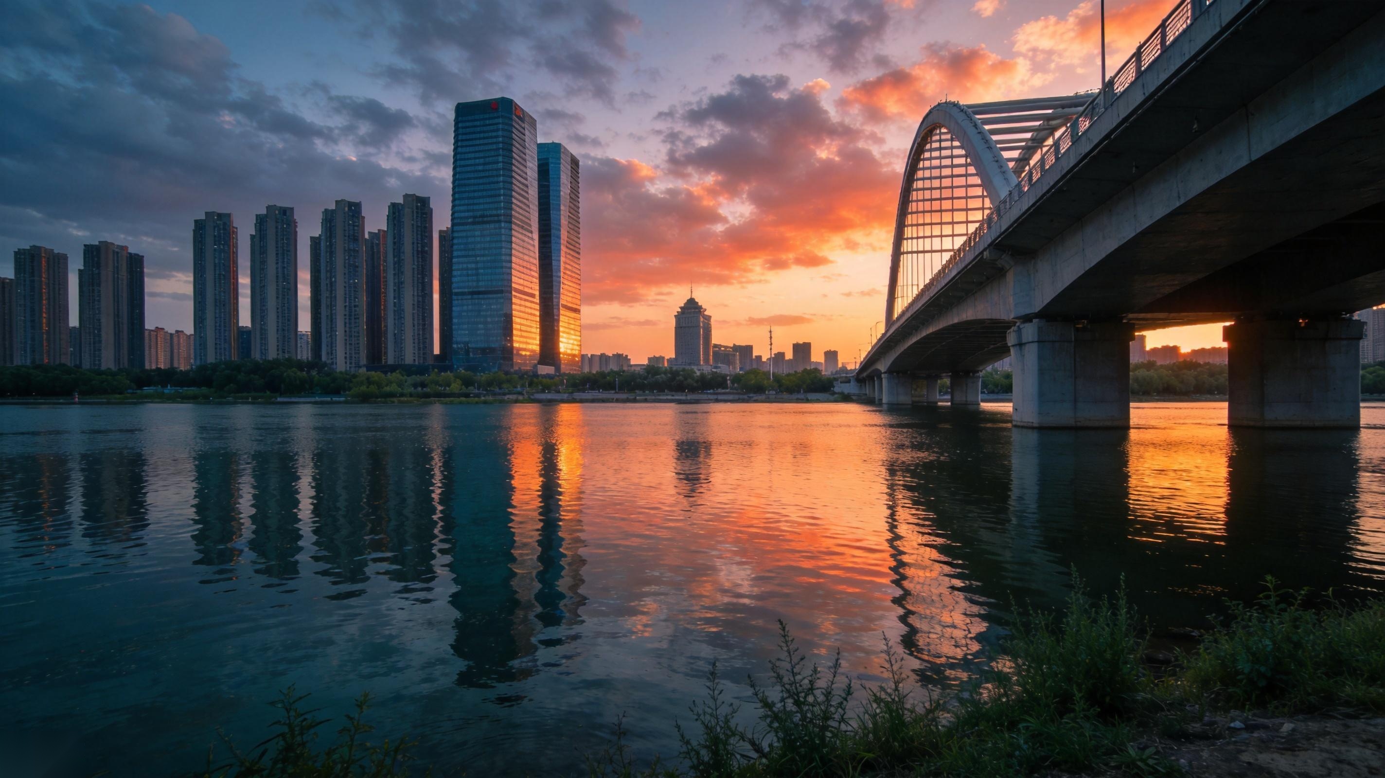 太原汾河两岸城市风光